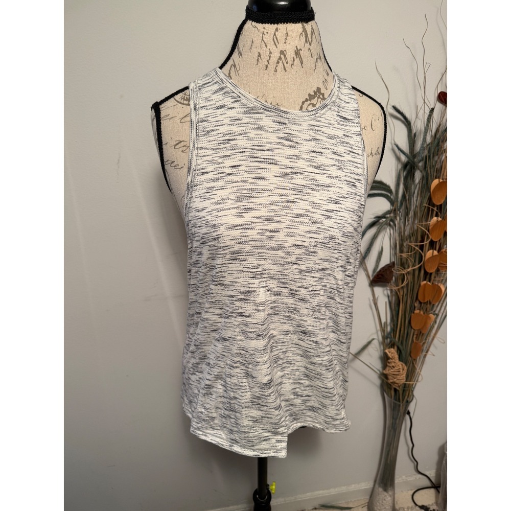 Lululemon High Neck Space Dye Tank Top White Black Size 10 Activewear Athleisure
